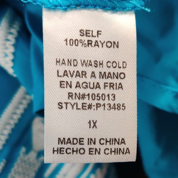 NORDSTROM Andree Rayon Aztec Floral Embroidered Tunic/ Cover Up EUC sz 1X - Picture 3 of 10